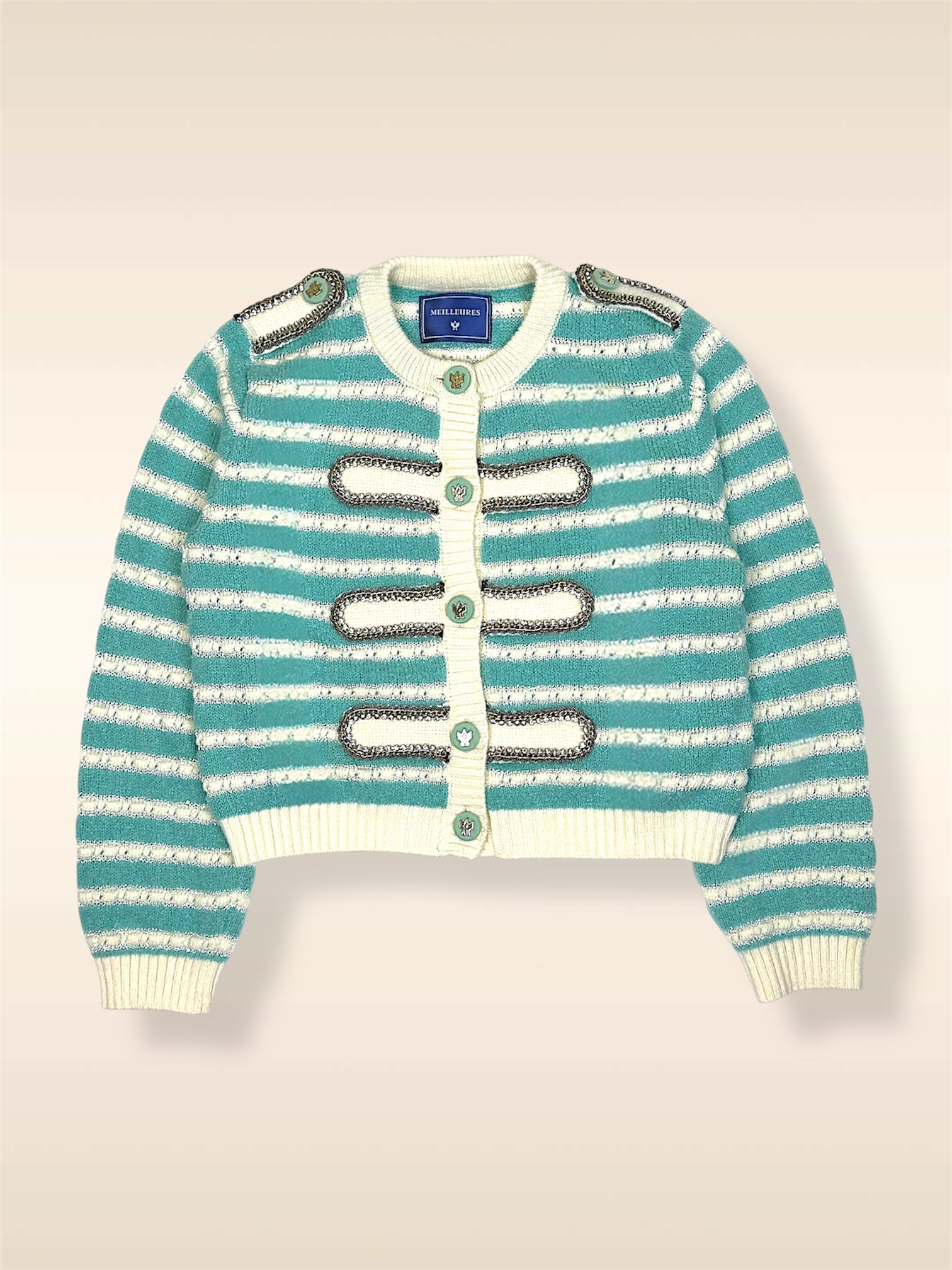 TEAL EPAULETTE CARDIGAN