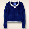 KNIT RIBBON EMBELLISHED SWEATER