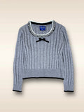 KNIT RIBBON EMBELLISHED SWEATER